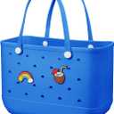 Beach Bag Rubber Tote Bag - Waterproof Travel Bag for Women Washable Tote Bag Handbag for Sports Beach Market Pool (Large, Blue)