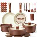 CAROTE 22Pcs Ceramic Cookware Set, Pots and Pans Set Non Stick Removable Handles, Non Toxic Cookware Oven/Dishwasher Safe, Induction Cookware, Gift Set, NonStick Cookware Set with Kitchen Essentials