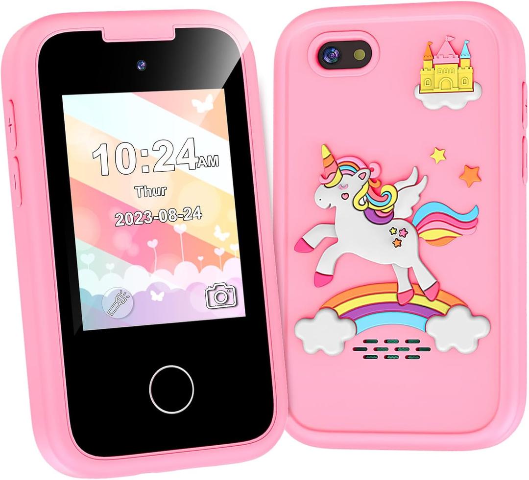 Kids Smart Phone Gifts Toys for Girls Boys Age 3-8,Toddler Learning Toys with Educational Games, 3 4 5 7 8 9 6 8 9 Year Old Girl Birthday Gift Ideas-Pink