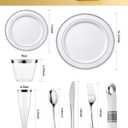 Goodluck 320 PCS Silver Disposable Plastic Dinnerware Set for 40 Guests, Include 40 Dinner Plates, 40 Dessert Plates, 40 Napkins with Silverware, 40 Cups, 40 Champagne Glasses, for Christmas, Wedding