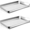 P&P CHEF 16 Inch Baking Cookie Sheet, Oven Pan Tray Stainless Steel Sheet Pan for Kitchen, Oven Bakeware for Multi Uses, Shiny Look & Dishwasher Safe, Healthy & Heavy Duty, 2Pcs