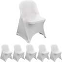 YOUR CHAIR COVERS  6pcs White Spandex Folding Seat Chair Covers for Party, Wedding, and Dining, Fitted Universal Protector