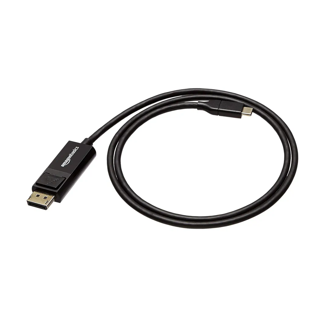 Amazon Basics Bi-Directional USB-C to DisplayPort Cable, 3 ft, Black