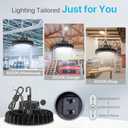 HYPERLITE LED UFO High Bay Lights 250W 36,250lm 1-10V Dimmable 5000K 5' Cable with 110V Plug Hanging Hook Safe Rope UL Listed for Shopping Mall Stadium Exhibition Hall