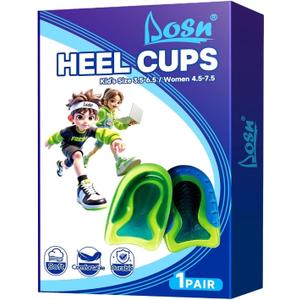 1 Pair Kids Heel Cups for Heel Pain Sport Shock Absorbing Gel Heel Inserts for Kid's with Sensitive Heels, Heel Spurs, Plantar Fasciitis, or Ankle Pain (Kid's Size 3.5-6.5 / Women 4.5-7.5)