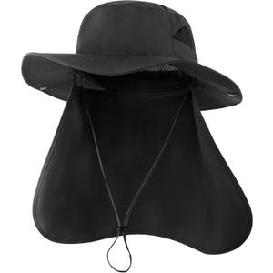 Zylioo XXL Boonie Sun Hat for Big Heads, UPF50+ Fishing Hiking Hat (Black)