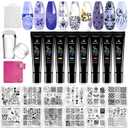 Biutee Nail Stamper Kit Nail Art Stamping Plate Set Stamping Nail Polish Gel Stamp Plate Jelly Silicone Stamper Scraper Flower Lace Line Kiss Stencil Template Tool Supplies for Holiday (Storage Bag) (23PCS)