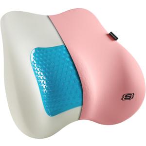 Skechers Lumbar Pillow Premium Gel & Memory Foam, Lumbar Support Pillow for Office,Chair Lower Back Pain Relief Lumbar Pillow,Ergonomic Back Support Pillow for Office Chair,Car,Home,Travel,Pink