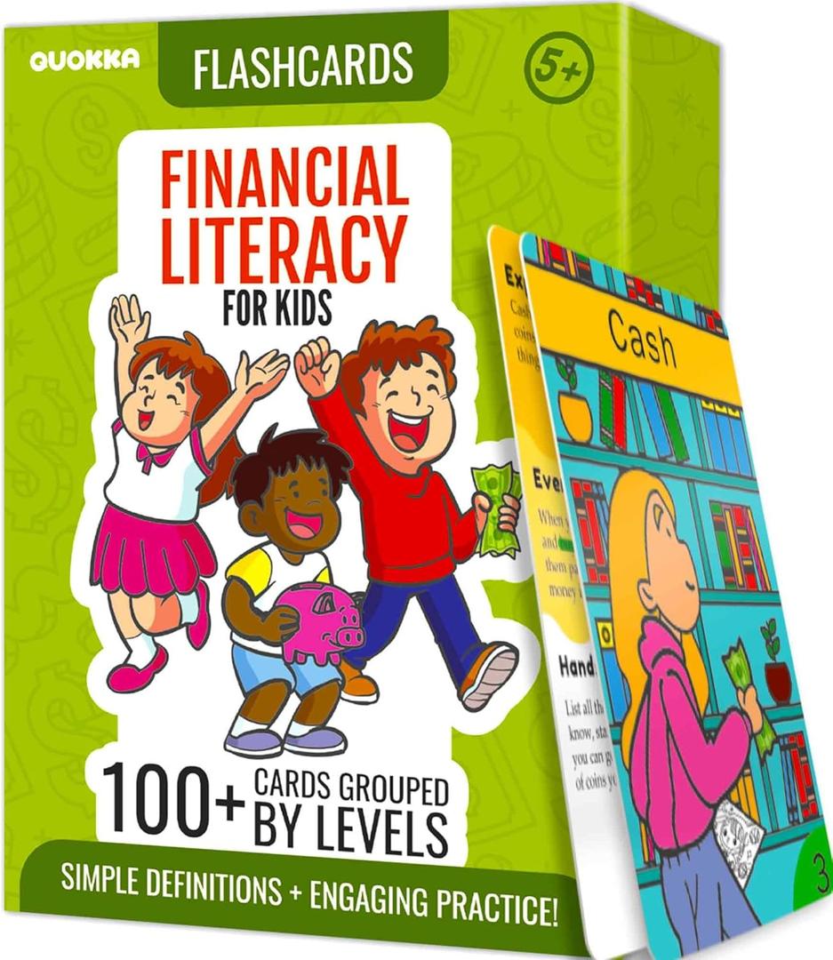 QUOKKA Financial Literacy Flash Cards for Teens  110 Cards Teaching Kis About Money Management, Budgeting, Savings  Easy Money Games for Kids Ages 12+  Fun Financial Literacy Games and Learning