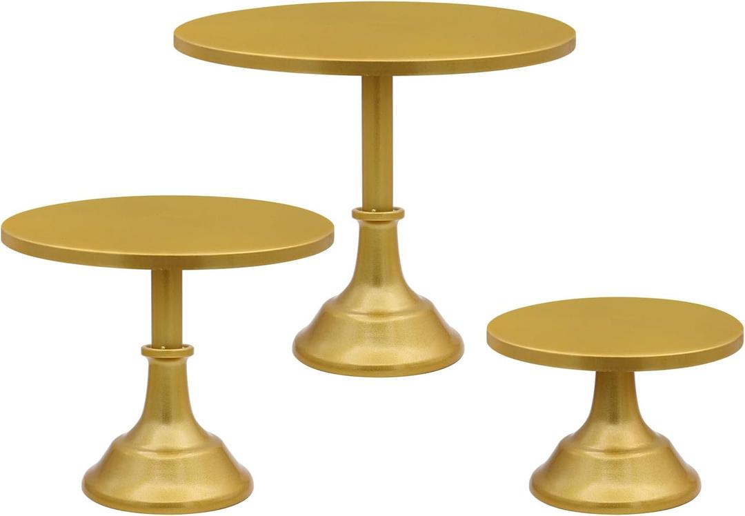 3 Pcs Glod Cake Stand Set  Metal Round 8" 10" 12" Tiered Display Stands Cupcake Dessert Stands for Birthday, Wedding, and Party Decorations, Baby Shower