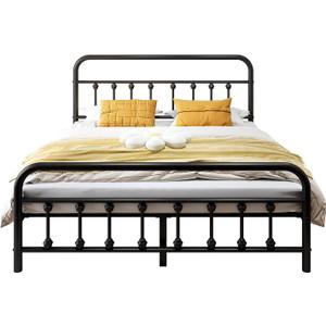 Vengarus 14-Inch King Bed Frame – Classic Metal Platform with Headboard and Footboard,Under Bed Storage, Mattress Foundation, No Box Spring Needed,Black, King2