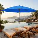 JEAREY 9FT Outdoor Patio Umbrella, Market Table Umbrella with 8 Fiberglass Ribs, Pool Umbrella with Tilt and Crank, UV Protection Lightweight & Wind-Resistant for Lawn, Garden, Deck and Backyard, Royal Blue