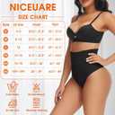 Niceuare Tummy Control Thong Shapewear for Women High Waist Body Shaper Underwear Seamless Comfortable Panty Thong (Black)