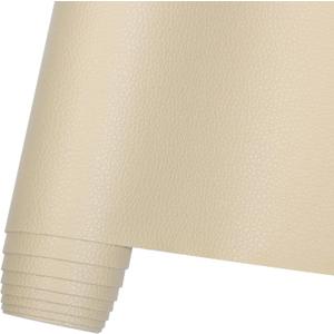 Butarfe Faux Leather Sheet 2 Yards 54" x 72" Upholstery Vinyl 1.0mm Thick Pleather Soft PU Leather Beige Upholstery Vegan Leather Fabric Synthetic Material for Sofa Bags Chairs Car Seats DIY Craft