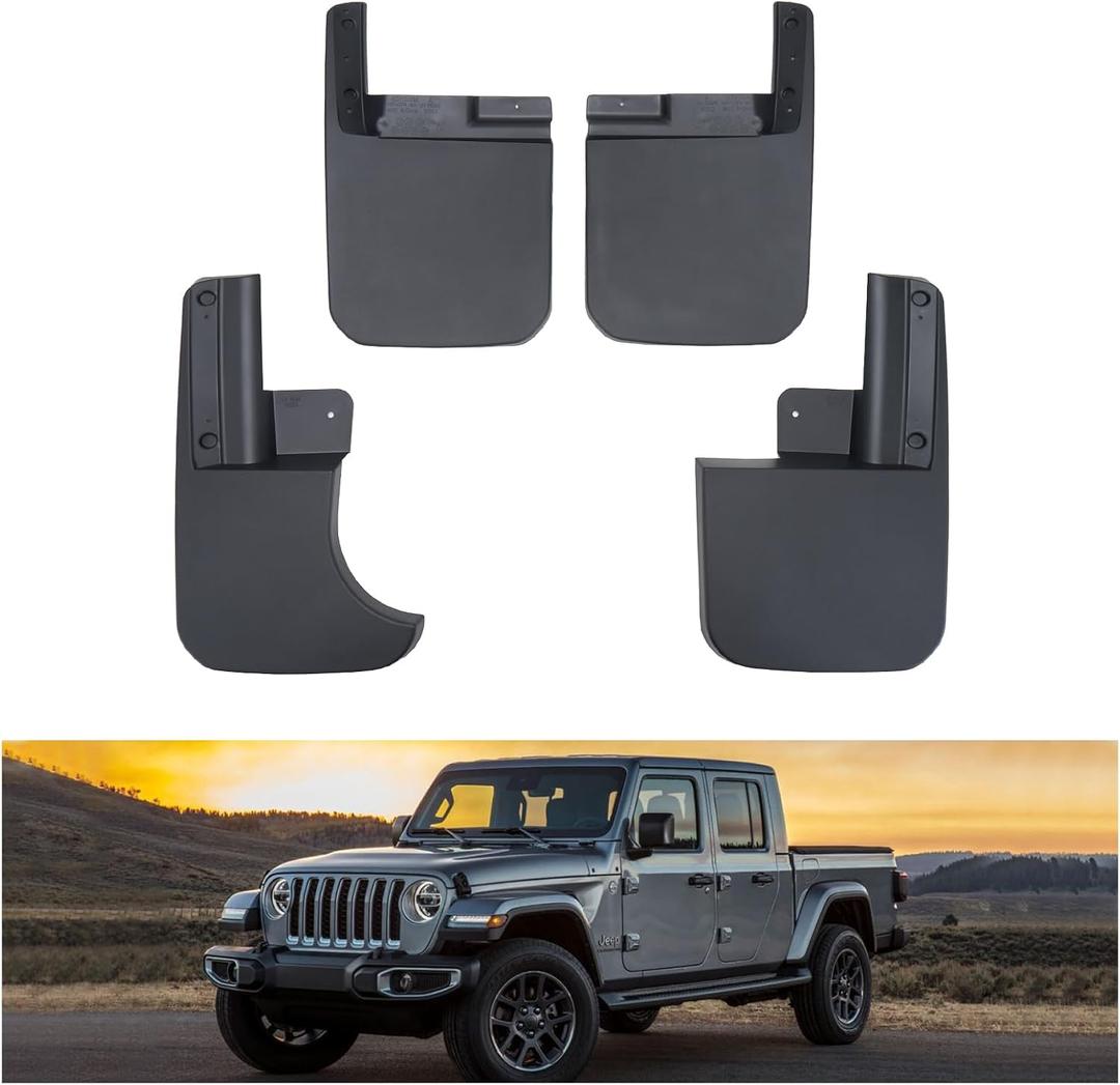 Kiwi Master Mud Flaps for 2020-2025 Jeep Gladiator Accessories Heavy Duty Front & Rear Mud Guards Replace OEM # 82215611 82215332AB (NOT FITS Rubicon Mojave)