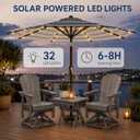 Patio Kingdom 11FT Solar Patio Umbrella with Lights, Outdoor Table Market Umbrella with 32 LED Lights, 8 Sturdy Ribs, Smooth Crank Lift for Pool, Deck and Garden, UV-Resistant, Black and White Stripe
