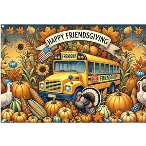 WOLADA Happy Friendsgiving Backdrop Friendship Banner Thanksgiving Party Photography Background 70.8x47.2 Inches FW125