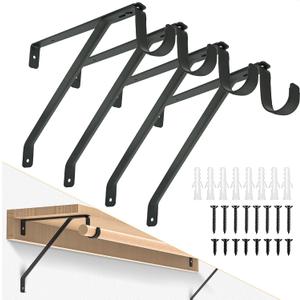 Adjustable Closet Shelf & Rod Brackets, Heavy Duty Closet Rod Bracket for 3/4" Wall Cleat, Adjustable for Rear Cleat Strip, Closet Rod Support Bracket Set of 4