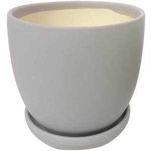 Garden & Home Matte Grey 7 Inch Indoor Ceramic Plant Pot with an Attached Saucer and Drainage Hole for House Plants, Herbs, Flowers, Succulent Plants, Snake Plants, Gifts for Mom