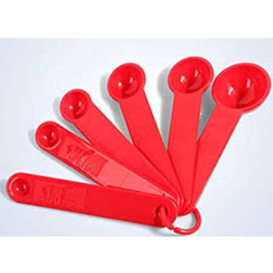 6 Piece Measuring Spoons, Red