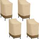Classic Accessories Veranda Water-Resistant 26 Inch Patio Bar Chair & Stool Cover, 4-Pack, Patio Furniture Covers