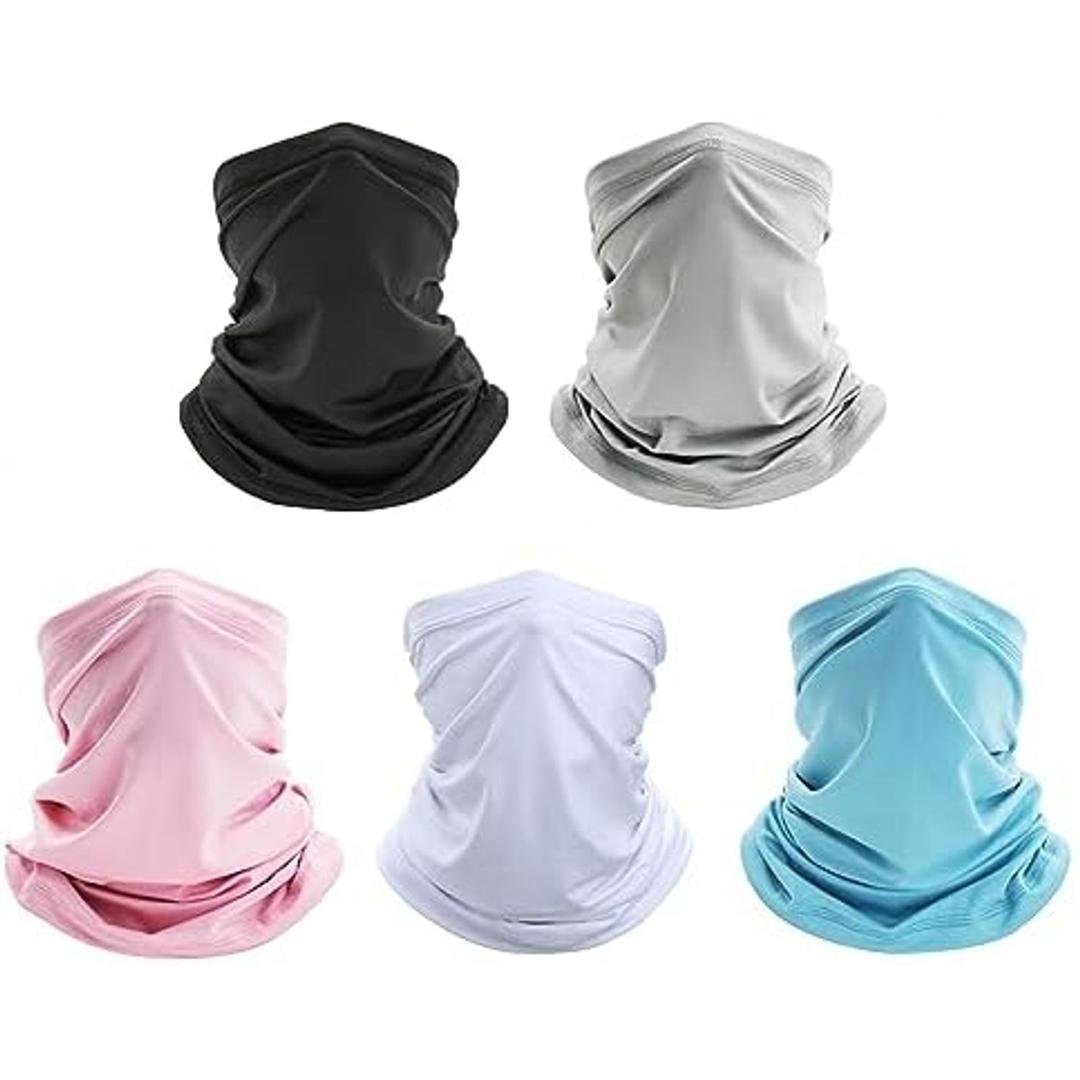 5 Pack Neck Gaiter Bandana Face Mask: Cooling Gator Mask Face Cover Neck Scarf Balaclava