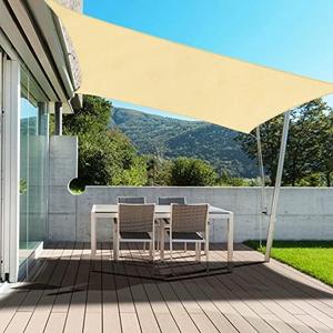 PureFit Rectangle Sun Shade Sails 5.8 x 6 ft (Straight Edge) Sun UV Blocking Outdoor Canopy, Sunshades for Patio, Backyard, Lawn and All Outdoor Activities, Beige