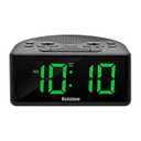 Ratakee Digital Alarm Clock Radio for Bedroom with AM/ FM Radio, Earphone Port, Easy to Read 1.4” LED Digits, Preset, Sleep Timer, Dimmer, Snooze, and Battery Backup, Plug-in/ Battery Powered
