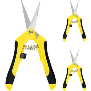 iPower 6.5 Inch Garden Hand Pruner Shears with Straight Stainless Steel Scissors, for Hydroponic Trimming Herb/Flowers/Vegetables/Plants, Yellow, 3-Pack
