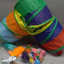 32Pcs Cat Toys Kitten Interactive Pet Toys Assortments, Foldable Rainbow Tunnel, Teaser Wand Fluffy Mouse Crinkle Balls Bell Play for Puppy Kitty (3 way)