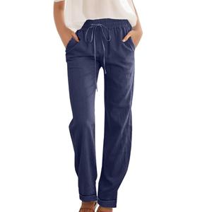 Women’s Casual Pants – Solid Color – Elastic Waist – Drawstring – Plus Size – Straight Leg – Women’s Trousers, XL