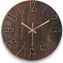 AIRUIFU Wall Clock 12 Inch Non-Ticking Silent Battery Operated Round Wall Clock Modern Simple Style Decor Clock for Home/Office/School/Kitchen/Bedroom/Living Room (Brown) (Brown)