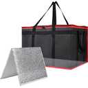 Insulated Food Delivery Bag with Hard Bottom - Extra Stable and Durable Catering Bag, 3XL Thermal Cooler Tote for Hot and Cold Food Transport - Ideal for High-Volume and Restaurant Deliveries (Black-Red)