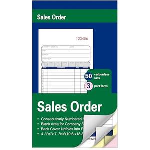 Enterprise Company Sales Order Book,3-Part Carbonless Paper,4-3/16 x 7-3/16 Inches,50 Sets,White/Canary/Pink, Pack 5