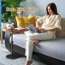 Simcat C Shaped Side Table,Adjustable Height C Table End Table for Couch,360°Swivel Couch Side Tables Slide Laptop Desk for Sofa/Bed/Bathtub/Rotating Tabletop (Walnut)