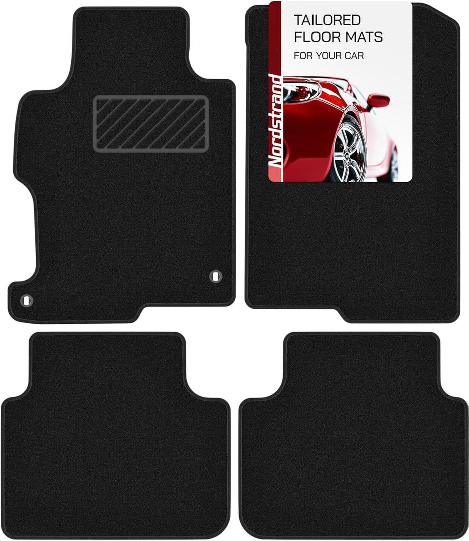 Floor Mats for Honda Accord 2013 2014 2015 2016 2017 Sedan - Tailored 3D Fit - Front & Rear Set of 4 - Anti-Slip Backing - 30oz Carpet Mat Heavy Duty - All Weather Car Liner Floormats