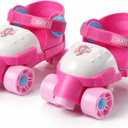 My First Skates - Adjustable Easy Training Inline Roller Skate, Quad-Style 4-Wheel Skates for Beginners, Kids, Toddlers, and Children (Pink)