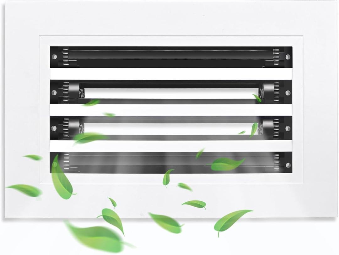 10x6 Modern Air Vent Cover, Decorative White Aluminium Air Vent Cover for Wall, Ceiling and Floor, Roller Rotation Regulates Airflow and Direction, for Air Outlet and Return, Made of Aluminum Alloy