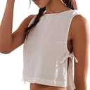 YIKUSO Crop Tank Women Cropped Top Sexy Summer Baby Tee Cute (US, Alpha, Medium, Regular, Regular, White)