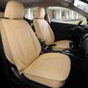 FREESOO Car Seat Covers Full Set, Beige Leather Seat Covers for SUV Trucks Cars, Waterproof Car Seat Cover Back Seat and Front, Luxury Auto Seat Covers Protector Cushion Fit for Most Vehicles (#1 S2 Full Set - 5 Pack)