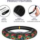 Tropical Floral Steering Wheel Cover Elastic Non-Slip Car Steering Wheel Covers with Seat Belt Shoulder Pad for Women Men