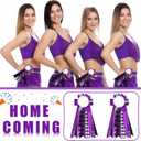 Norme 4 Pcs Mini Homecoming Decoration - 5.9" 2025 Homecoming Mum Flower & Ribbon Hand Accessories Set for Back to School Party Events Favors Supplies(Purple)