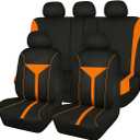 Osilly Car Seat Cover Full Set, Soft Breathable Sporty Vehicle Interior Seat Protector, Comfortable Automotive Front and Rear Split Bench Cover, Universal Fit (Orange/Black)
