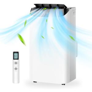 14000 BTU Portable Air Conditioner with Remote Control, 3-IN-1 Free Standing Cooling Portable AC Unit with Fan & Dehumidifier Function, 24H Timer, Quiet Sleep Mode, Windows Kit Included