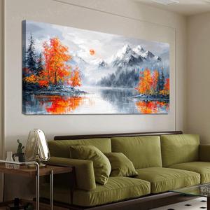 Canvas Oversized Wall Art Decor Wall Art Pictures for Living Room Artwork for Walls Large Vintage Forest Wall Art Prints Canvas Art Wall Decor Landscape Mountain Wall Art Bedroom Home Art Decor 29" X 58"