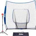 77 Baseball Net with Tee Kit, Portable Baseball Net for Hitting and Pitching, Softball Net with Tee, Carry Bag & Weighted Baseball (Blue)
