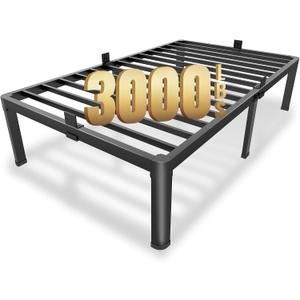 MAF 12 Inch Twin Metal Platform Bed Frame with Round Corner Legs, Mattress Slide Stopper, 3000 LBS Heavy Duty Steel Slats Support, No Box Spring Needed, Noise Free