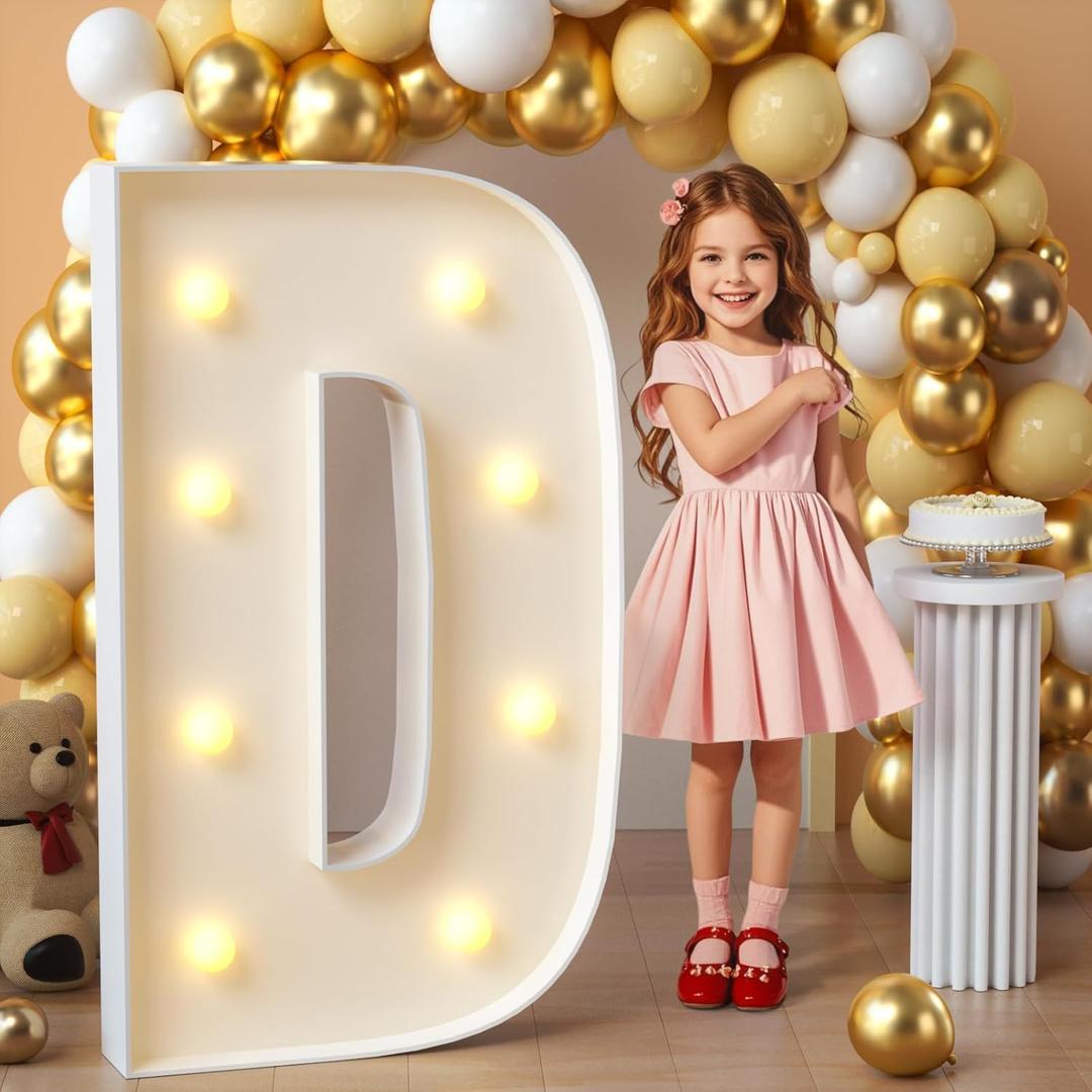 Imprsv Marquee Light Up Letters, 3FT Mosaic Letters with Light for Baby Shower Graduation Party Decor, Large D for Engagement Wedding Party Decorations (Need to Assemble)