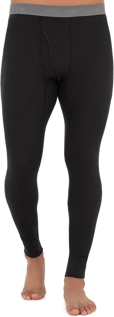 Fruit of The Loom Men's Recycled Waffle Thermal Underwear Bottom, Black, X-Large