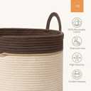 LA JOLIE MUSE Woven Basket Rope Storage Baskets - Large Cotton Organizer, Laundry Basket, Oatmeal, 40 Litres
